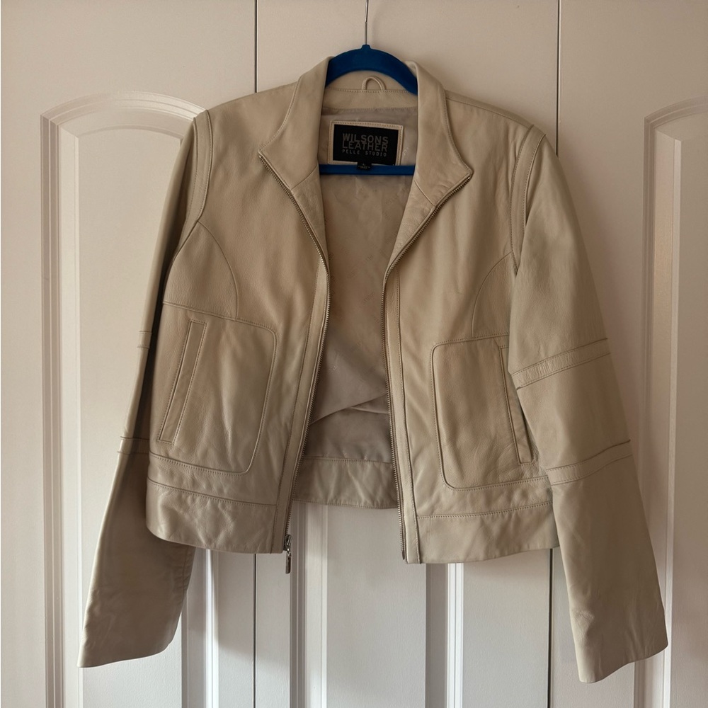 VINTAGE Wilson’s Leather Pelle Studio Cream/Ivory Womens Jacket